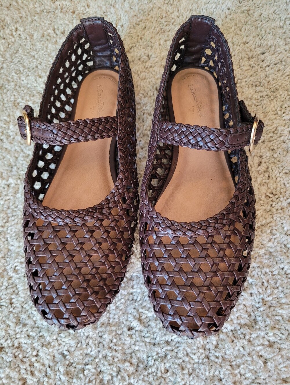 The Popular Woven Mary Jane  Brown  Textured Flat  Stylish & Polished Yet Casual - Picture 6 of 8